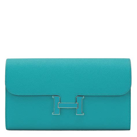 Hermès Bleu Paon Constance Long Wallet of Epsom Leather